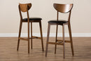 Paricia Black Faux Leather Upholstered Walnut Finished Bar Stool (Set of 2) Baxton