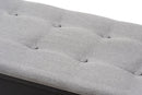Donald and Espresso Finished Gray Fabric Upholstered Cushioned Entryway Bench Baxton