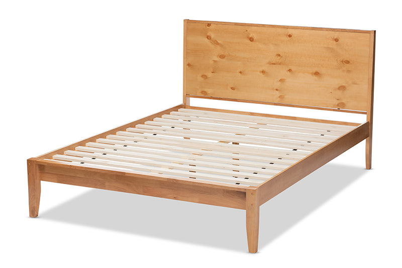 Eldora Modern and Rustic Natural Oak and Pine Finished Wood Queen Size Platform Bed