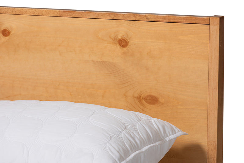 Eldora Natural Oak and Pine Queen Size Platform Bed Baxton