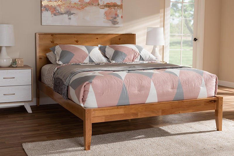 Eldora Modern and Rustic Natural Oak and Pine Finished Wood King Size Platform Bed