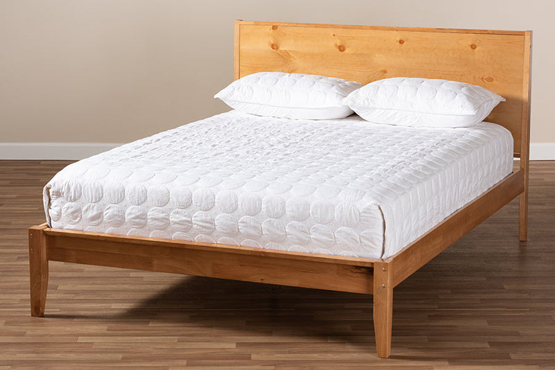 Eldora Natural Oak and Pine Queen Size Platform Bed Baxton