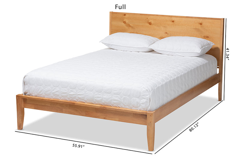 Eldora Modern and Rustic Natural Oak and Pine Finished Wood Queen Size Platform Bed