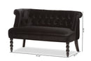 Patrice Victorian Style Black Velvet Fabric Upholstered 2-seater Loveseat Baxton