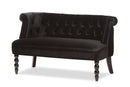 Patrice Victorian Style Black Velvet Fabric Upholstered 2-seater Loveseat Baxton