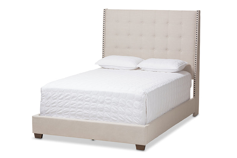 Vincent Modern and Contemporary Light Beige Fabric Upholstered Queen Size Bed