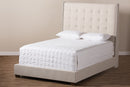 Vincent Light Beige Fabric Upholstered Queen Size Bed Baxton