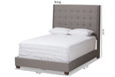 Vincent Light Gray Fabric Upholstered Queen Size Bed Baxton