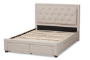 Simms Light Beige Fabric Upholstered Queen Size Storage Bed Baxton