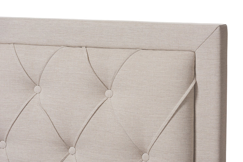 Simms Light Beige Fabric Upholstered Queen Size Storage Bed Baxton