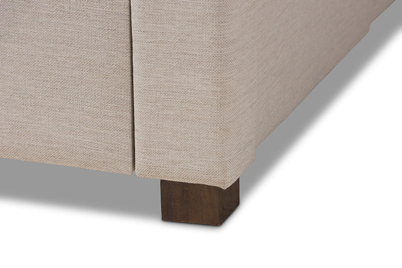 Simms Light Beige Fabric Upholstered King Size Storage Bed Baxton