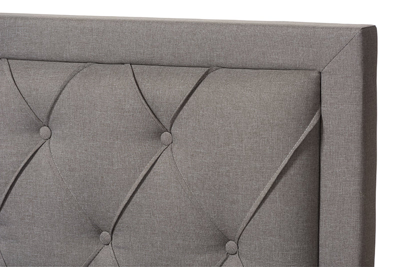 Simms Light Gray Fabric Upholstered King Size Storage Bed Baxton