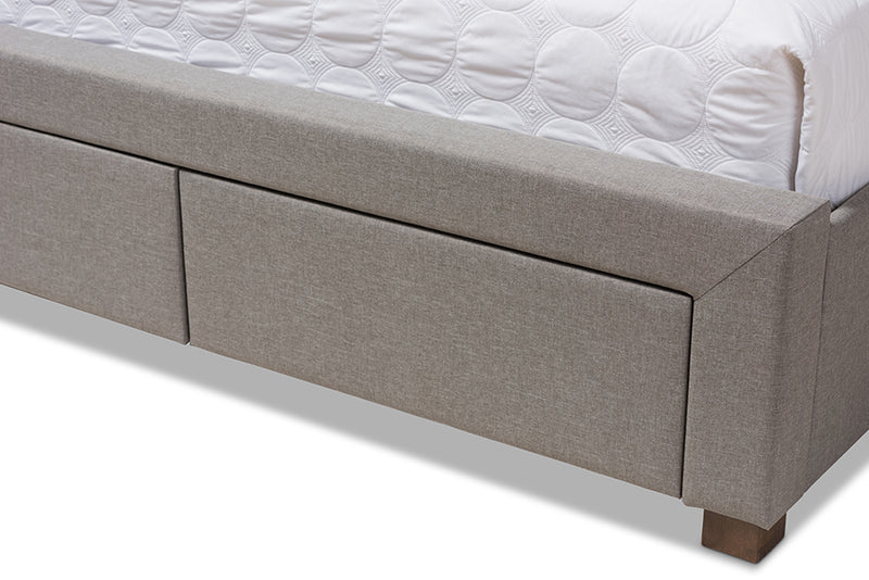 Simms Modern and Contemporary Light Gray Fabric Upholstered Queen Size Storage Bed