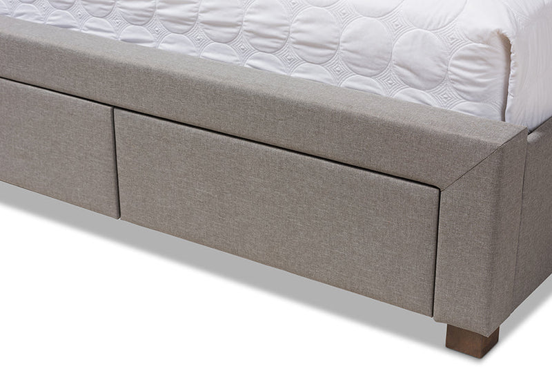Simms Light Gray Fabric Upholstered King Size Storage Bed Baxton