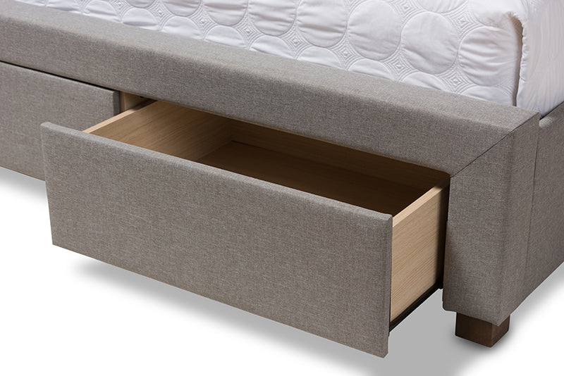 Simms Modern and Contemporary Light Gray Fabric Upholstered Queen Size Storage Bed