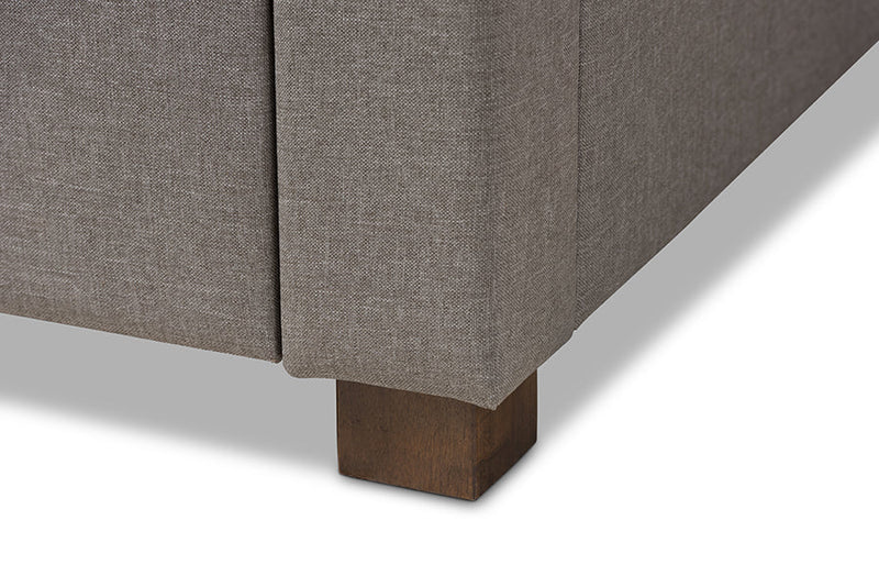 Simms Light Gray Fabric Upholstered King Size Storage Bed Baxton