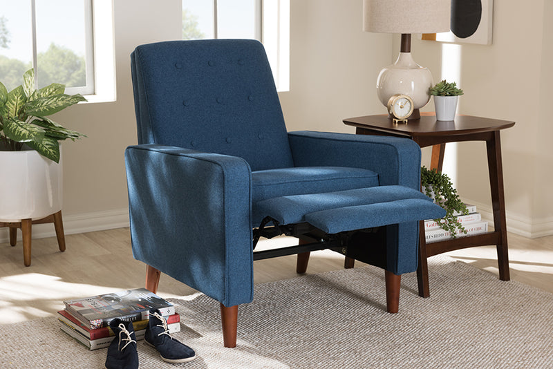 Genesis Mid-century Modern Blue Fabric Upholstered Lounge Chair