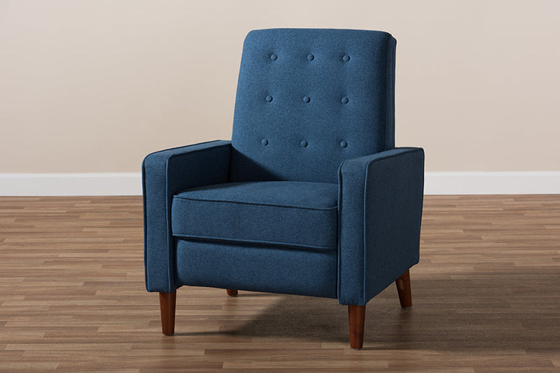 Genesis Blue Fabric Upholstered Lounge Chair Baxton