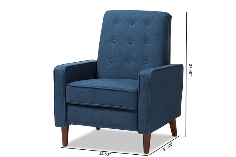 Genesis Mid-century Modern Blue Fabric Upholstered Lounge Chair