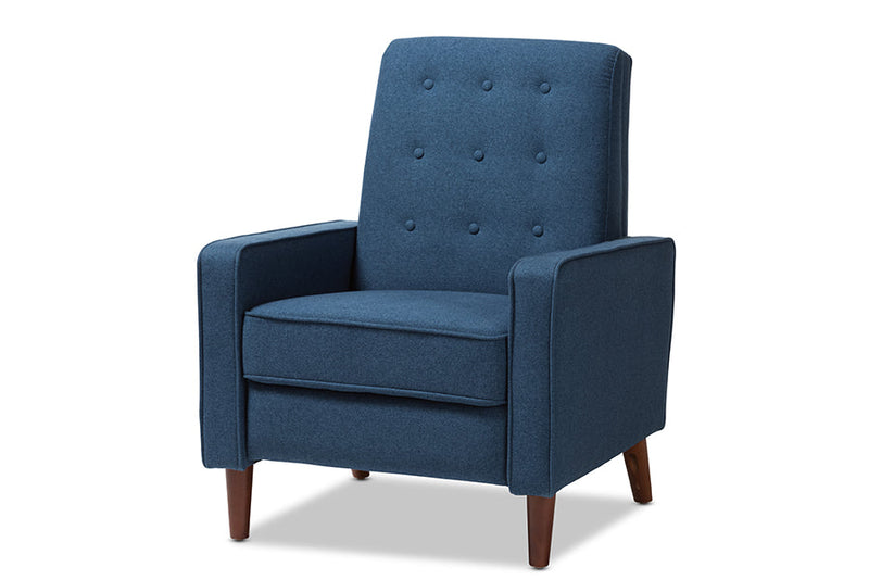 Genesis Blue Fabric Upholstered Lounge Chair Baxton