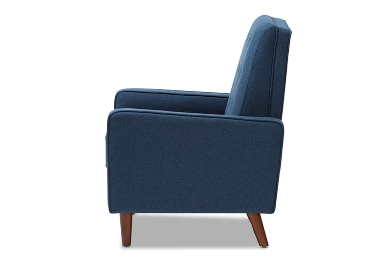 Genesis Mid-century Modern Blue Fabric Upholstered Lounge Chair