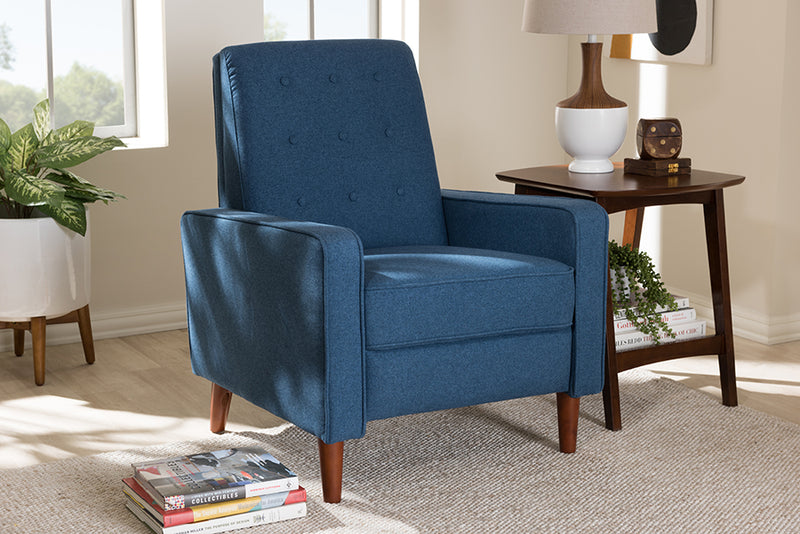 Genesis Mid-century Modern Blue Fabric Upholstered Lounge Chair