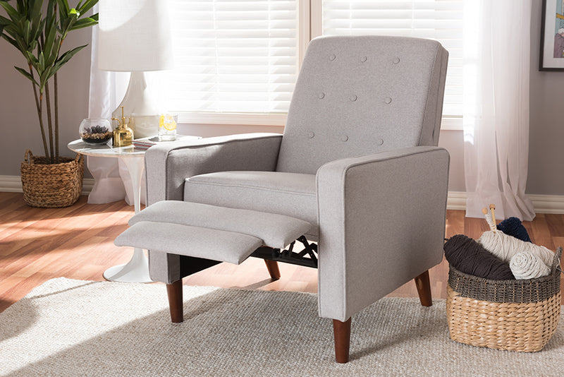 Genesis Mid-century Modern Light Gray Fabric Upholstered Lounge Chair