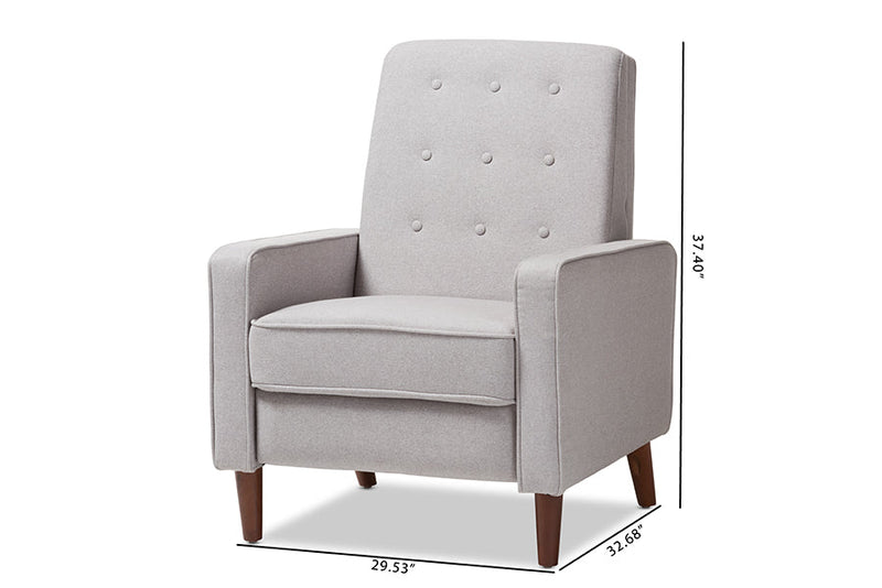 Genesis Light Gray Fabric Upholstered Lounge Chair Baxton