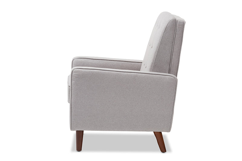 Genesis Mid-century Modern Light Gray Fabric Upholstered Lounge Chair