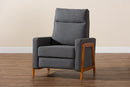 Aggie Gray Fabric and Walnut Brown Lounge Chair Baxton