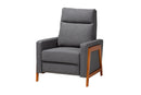 Aggie Gray Fabric and Walnut Brown Lounge Chair Baxton