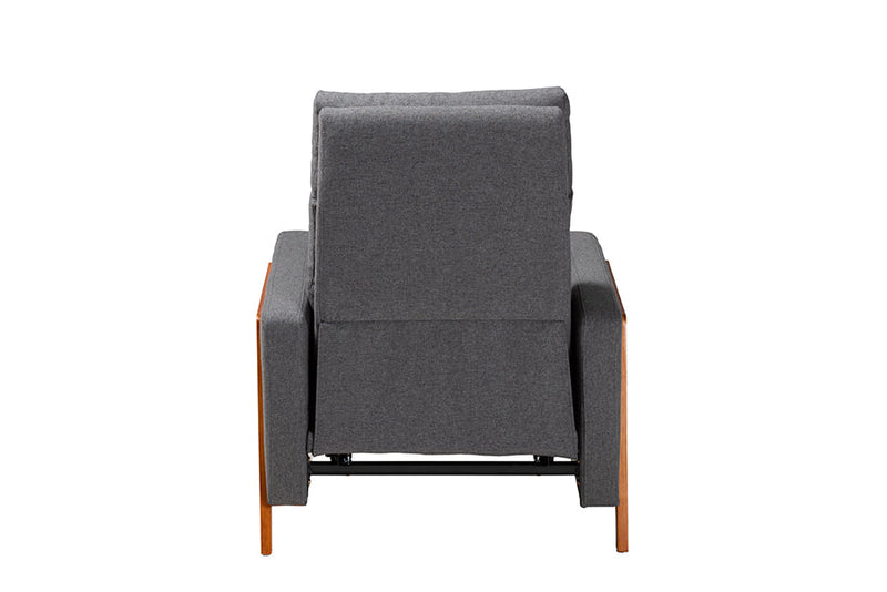 Aggie Gray Fabric and Walnut Brown Lounge Chair Baxton