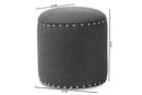 Augusta Dark Gray Fabric Upholstered Nail Trim Ottoman Baxton