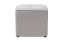 Timila Light Gray Fabric Upholstered Ottoman Baxton