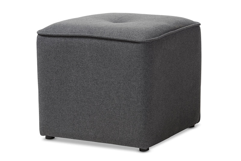 Timila Modern and Contemporary Dark Gray Fabric Upholstered Ottoman