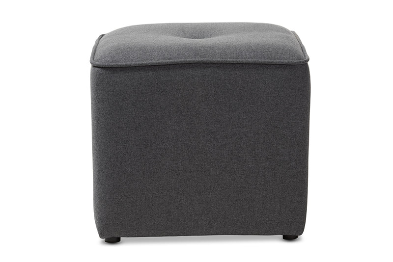 Timila Modern and Contemporary Dark Gray Fabric Upholstered Ottoman