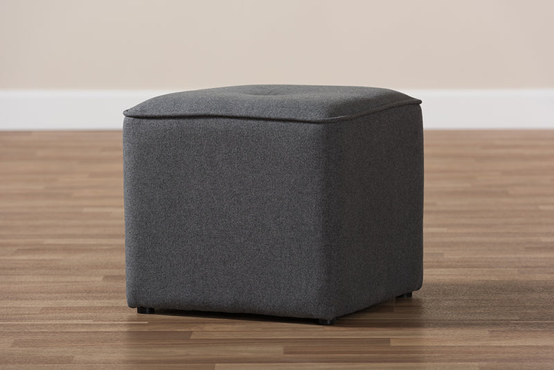 Timila Modern and Contemporary Dark Gray Fabric Upholstered Ottoman