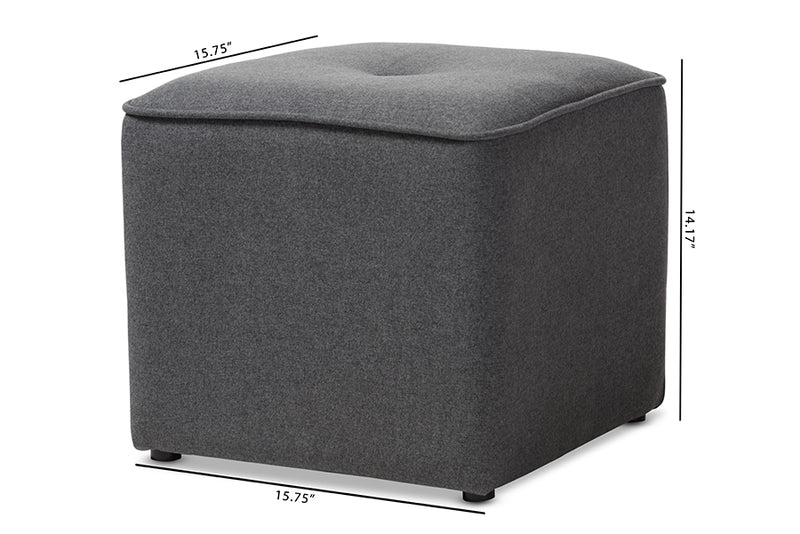 Timila Modern and Contemporary Dark Gray Fabric Upholstered Ottoman