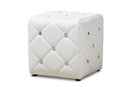 Calderon White Faux Leather Upholstered Ottoman Baxton