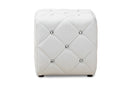 Calderon White Faux Leather Upholstered Ottoman Baxton