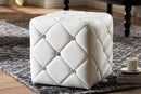 Calderon White Faux Leather Upholstered Ottoman Baxton