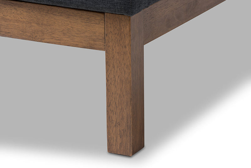 Laraine Dark Gray Fabric Upholstered Walnut-Finished Twin Sized Platform Bed Baxton