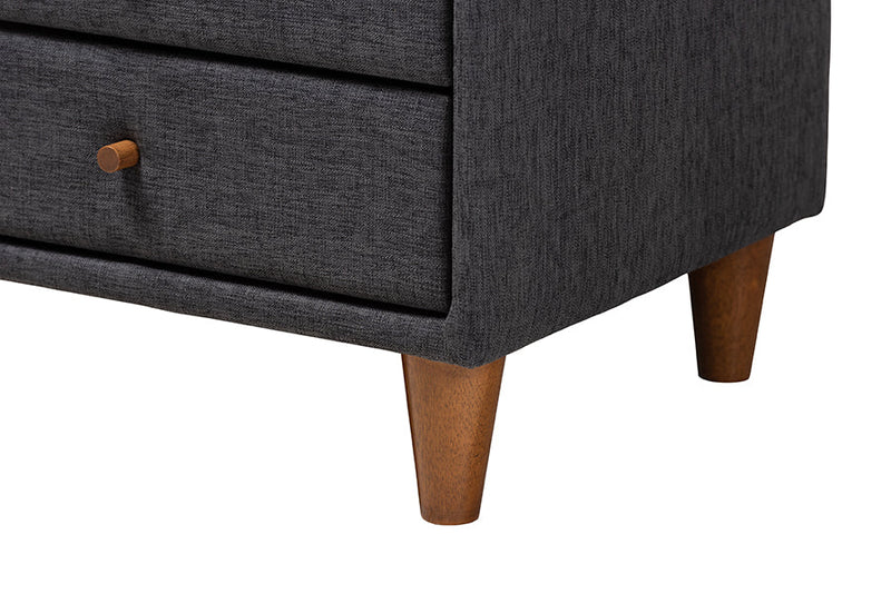 Laraine Dark Gray Fabric Upholstered Twin Size 3-Piece Bedroom Set Baxton
