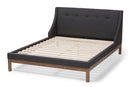 Laraine Dark Gray Fabric Upholstered Walnut-Finished Queen Sized Platform Bed Baxton