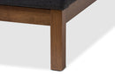 Laraine Dark Gray Fabric Upholstered Walnut-Finished Queen Sized Platform Bed Baxton