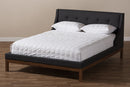 Laraine Dark Gray Fabric Upholstered Walnut-Finished Queen Sized Platform Bed Baxton