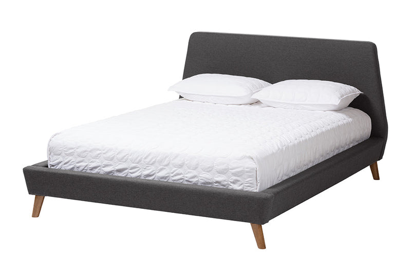 Ramon Dark Gray Fabric Upholstered Queen Size 2Pc Bedroom Set Baxton