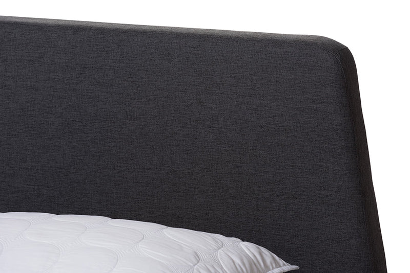 Ramon Dark Gray Fabric Upholstered Queen Size 2Pc Bedroom Set Baxton