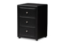 Amsterdam Black Faux Leather Upholstered 3-Drawer Nightstand Baxton