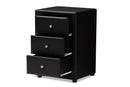 Amsterdam Black Faux Leather Upholstered 3-Drawer Nightstand Baxton